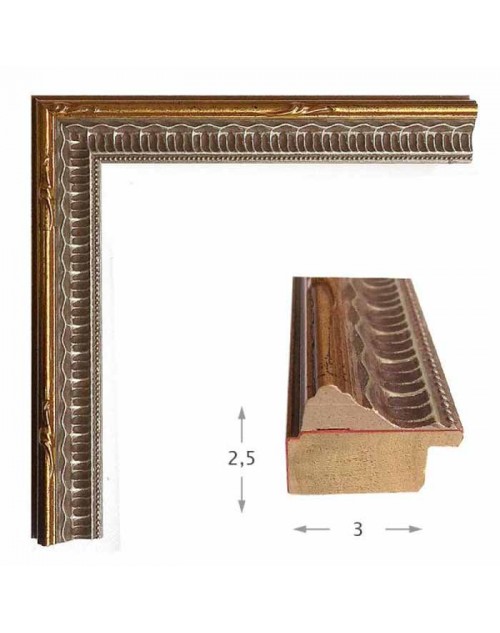 Κορνίζα ξύλινη 3 εκ. ασημόχρυση σκαλιστή 624-02